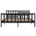 Rama łóżka, czarna, lite drewno, 140x190 cm