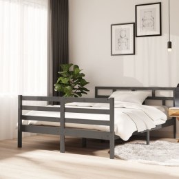 Rama łóżka, szara, lite drewno sosnowe, 140x190 cm