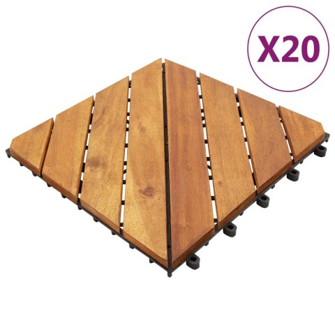 Płytki tarasowe, 20 szt., brązowe, 30x30 cm, drewno akacjowe
