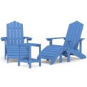 Krzesła Adirondack z podnóżkami i stolikiem, HDPE, niebieskie