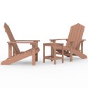 Krzesła ogrodowe Adirondack ze stolikiem, HDPE, brązowe
