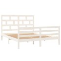 Rama łóżka, biała, lite drewno, 150x200 cm, 5FT, King Size