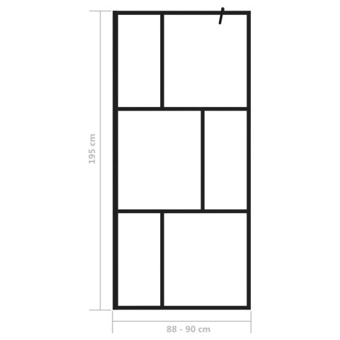 Ścianka prysznicowa z hartowanego szkła, czarna, 90 x 195 cm