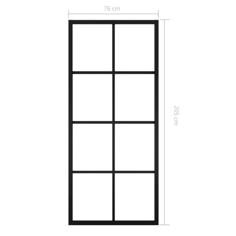 Drzwi przesuwne, aluminium i szkło ESG, 76x205 cm, czarne