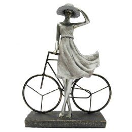 Figurka Dekoracyjna DKD Home Decor Kobieta Srebrzysty Rower Metal Żywica (27,5 x 9,5 x 34,5 cm)