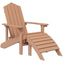 Krzesło Adirondack z podnóżkiem i stolikiem, HDPE, brązowe