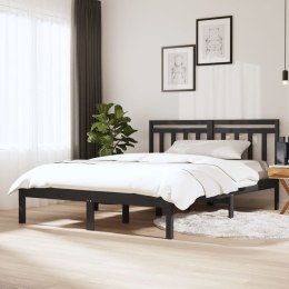 Rama łóżka, szara, lite drewno, 150x200 cm, 5FT, King Size