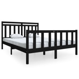 Rama łóżka, czarna, lite drewno, 150x200 cm, 5FT, King Size