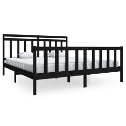 Rama łóżka, czarna, lite drewno, 180x200 cm, 6FT, Super King