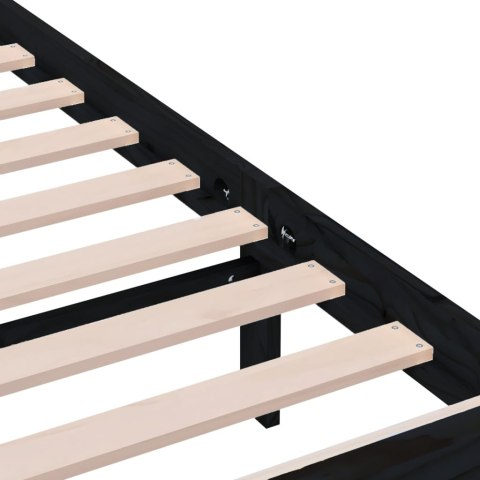 Rama łóżka, czarna, lite drewno sosnowe, 200 x 200 cm