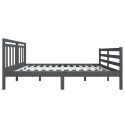 Rama łóżka, szara, lite drewno, 140x190 cm