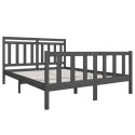 Rama łóżka, szara, lite drewno, 150x200 cm, 5FT, King Size