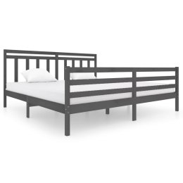 Rama łóżka, szara, lite drewno, 200 x 200 cm