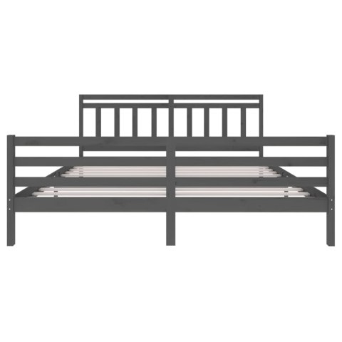 Rama łóżka, szara, lite drewno, 200 x 200 cm