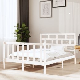 Rama łóżka, biała, lite drewno sosnowe, 135x190 cm, dwuosobowa