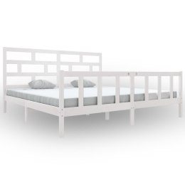 Rama łóżka, biała, lite drewno sosnowe, 180x200 cm, Super King