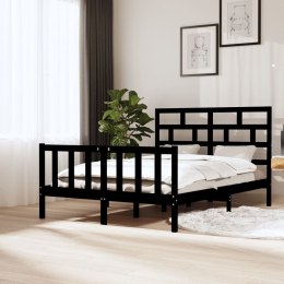 Rama łóżka, czarna, lite drewno sosnowe, 140 x 200 cm