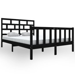 Rama łóżka, czarna, lite drewno sosnowe, 140 x 200 cm