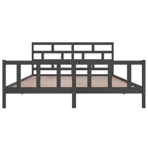 Rama łóżka, szara, lite drewno sosnowe, 200 x 200 cm