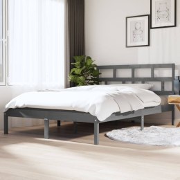 Rama łóżka, lite drewno, szara, 135x190 cm, podwójna
