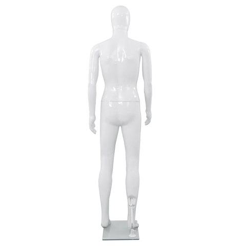 Manekin męski ze szklaną podstawą, biały, błyszczący, 185 cm Manekin męski ze szklaną podstawą, biały, błyszczący, 185 cm