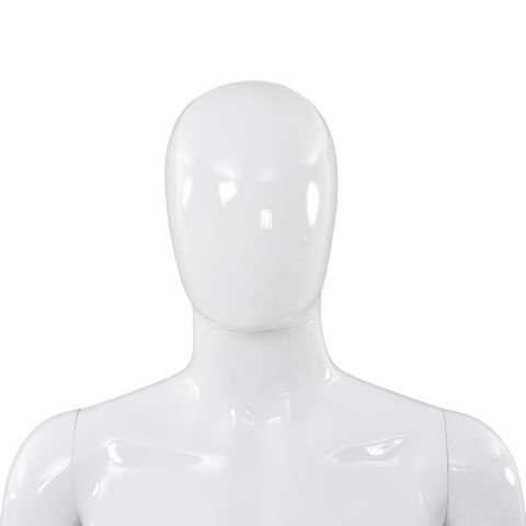 Manekin męski ze szklaną podstawą, biały, błyszczący, 185 cm Manekin męski ze szklaną podstawą, biały, błyszczący, 185 cm