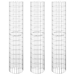 Okrągłe donice gabionowe, podniesione, 3 szt., stal, Ø30x150 cm