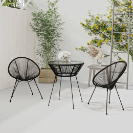 3-częściowy zestaw mebli ogrodowych, rattan PVC, czarny