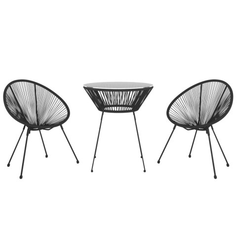 3-częściowy zestaw mebli ogrodowych, rattan PVC, czarny