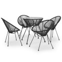 5-częściowy zestaw mebli ogrodowych, rattan PVC, czarny