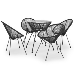 5-częściowy zestaw mebli ogrodowych, rattan PVC, czarny