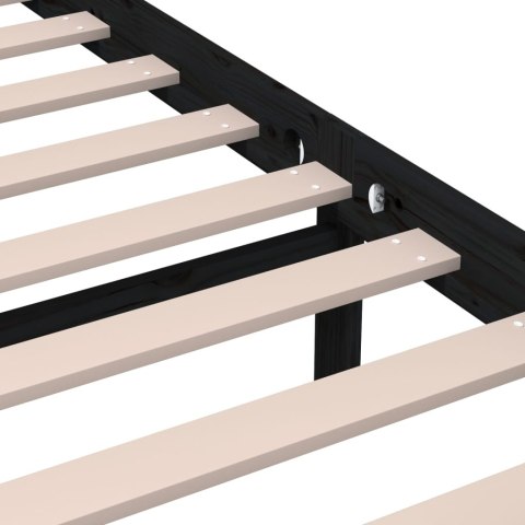 Rama łóżka, czarna, lite drewno sosnowe, 200 x 200 cm