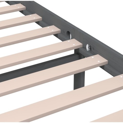 Rama łóżka, szara, lite drewno, 200 x 200 cm