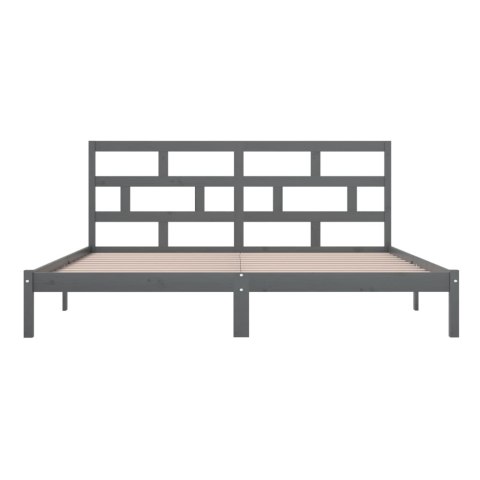 Rama łóżka, szara, lite drewno sosnowe, 200 x 200 cm