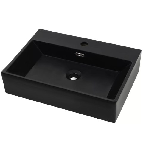 Umywalka ceramiczna z otworem na kran, 76x42,5x14,5 cm, czarna Umywalka ceramiczna z otworem na kran, 76x42,5x14,5 cm, czarna