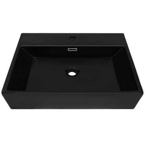 Umywalka ceramiczna z otworem na kran, 76x42,5x14,5 cm, czarna Umywalka ceramiczna z otworem na kran, 76x42,5x14,5 cm, czarna