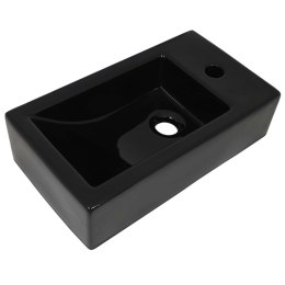 Umywalka prostokątna z otworem na kran, 46x25,5x12 cm, czarna