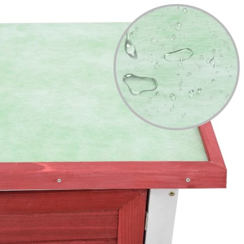 Klatka dla królika, 1 drzwiczki, czerwona, drewniana