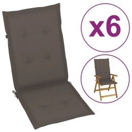 Poduszki na krzesła ogrodowe, 6 szt., taupe, 120x50x3 cm