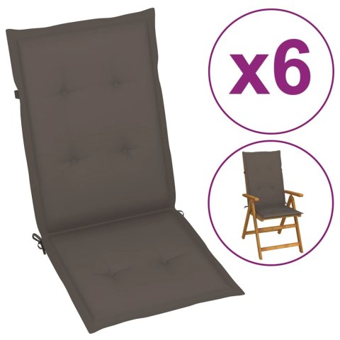 Poduszki na krzesła ogrodowe, 6 szt., taupe, 120x50x3 cm