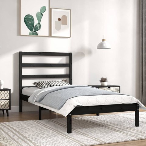 Rama łóżka, czarna, lite drewno, 90x190 cm, pojedyncza