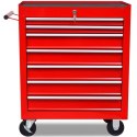 Czerwony wózek narzędziowy/warsztatowy z 7 szufladami