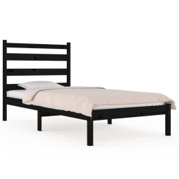Rama łóżka, czarna, lite drewno sosnowe, 90x190 cm, pojedyncza