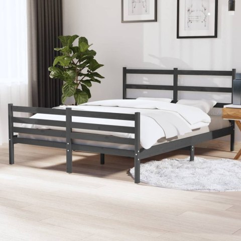 Rama łóżka, lite drewno sosnowe, 140x190 cm, szara