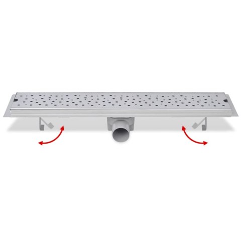 Kratka odpływowa, liniowa, 630x140 mm, wzór w kropki, stal nierdzewna