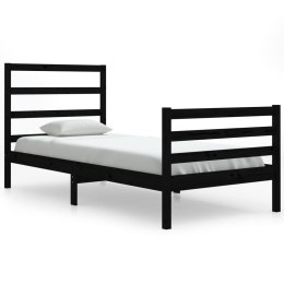 Rama łóżka, czarna, lite drewno sosnowe, 90x200 cm