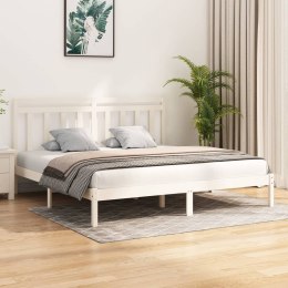 Rama łóżka, biała, lite drewno, 200 x 200 cm