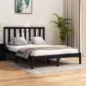 Rama łóżka, czarna, lite drewno sosnowe, 120x190 cm, podwójna