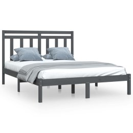 Rama łóżka, lite drewno, szara, 135x190 cm, podwójna
