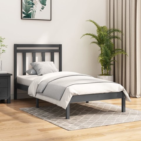 Rama łóżka, szara, lite drewno, 90x200 cm